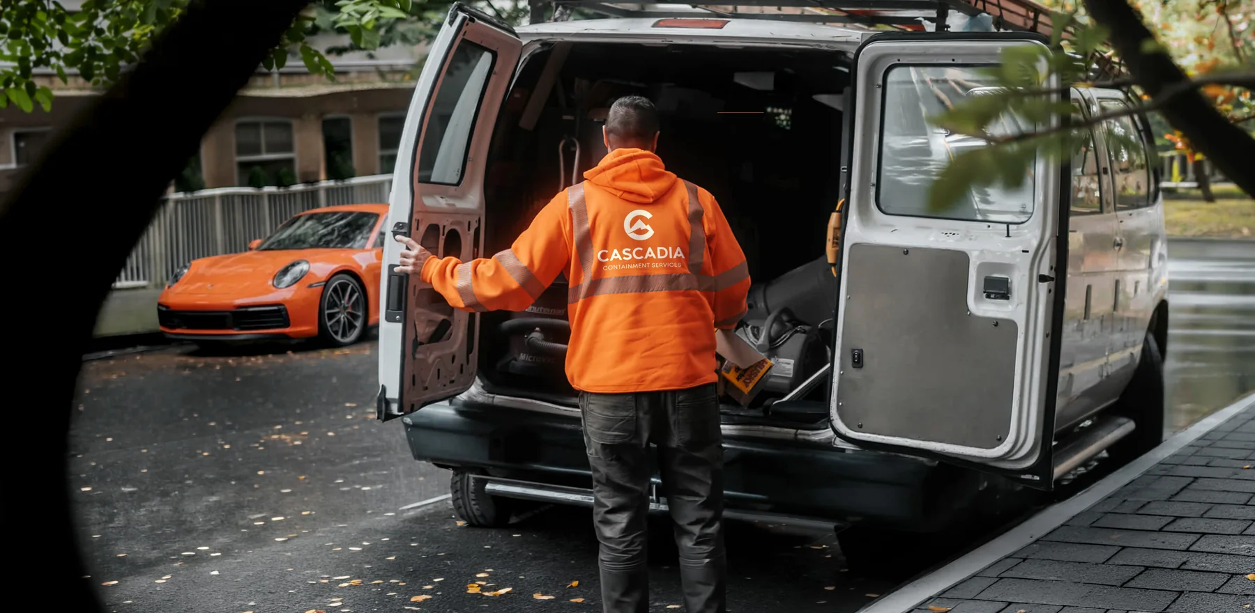 Steve working from the back of the Cascadia service van